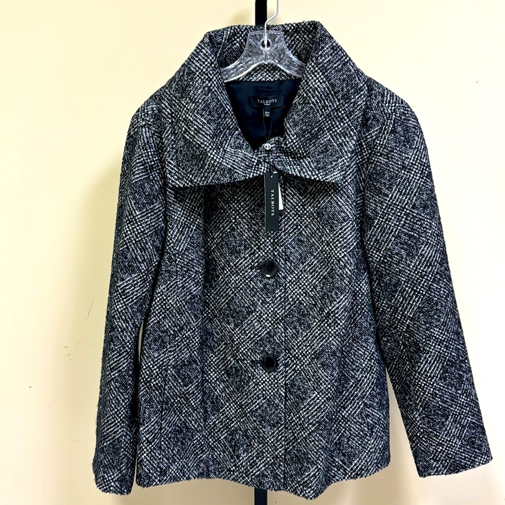 Plus size Talbots black/ivory short coat